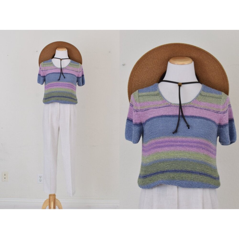 Vintage‎ 90s Striped Knit  Blouse by Sigrid Olsen Sport size S
